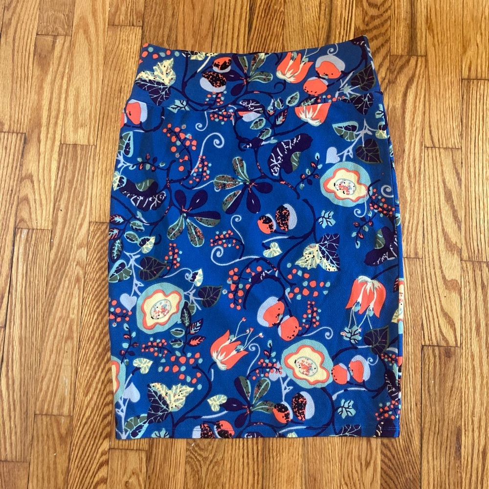 Lularoe Cassie Skirt Medium Blue Floral